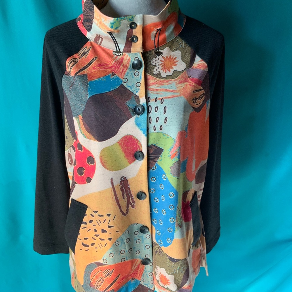 Terra SJ Apparel Women’s Vintage Abstract Pattern Women's Blazer w/Black Sleeves